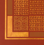 Load image into Gallery viewer, Close up of corner of Autumn Leaves Floorcloth #7.