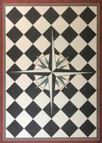 Load image into Gallery viewer, Full Image of Diamond Floorcloth #2 with a  compass medallion at it's center.