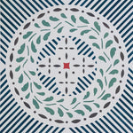 Load image into Gallery viewer, Aa close up of the center motif for Edward Durant Floorcloth #2.