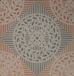 Load image into Gallery viewer, Close up of green center motif - Edward Durant Floorcloth #4.