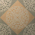 Load image into Gallery viewer, Close up of gold motif - Edward Durant Floorcloth #4.