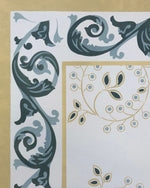 Load image into Gallery viewer, Close up of corner - Graves Circles & Scrolls Floorcloth #4.