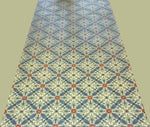 Load image into Gallery viewer, Full image of this floorcloth based on a Christopher Dresser design with an overall diamond pattern and slightly deco elements.