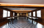 Load image into Gallery viewer, A second in-situ photo of Humphires Floorcloth #2 in the Homestead Room of the Grafton Inn.  Photo courtesy of Mountain Hearts Photography.