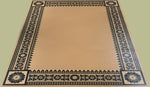 Load image into Gallery viewer, Full image of this floorcloth based on a Christopher Dresser design, c. 1875. This is a terrific border pattern which has strong geometric leanings and a somewhat whimsical leaf pattern.