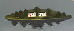 Load image into Gallery viewer, Close up of an island with houses - Rufus Porter Floorcloth #1.