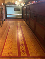 Load image into Gallery viewer, Close up in-situ image of Mudcloth Floorcloth #2.
