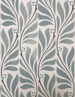 Load image into Gallery viewer, A close up of the motifs in the Vines & Berries Floorcloth #2 showing the seaglass effect in the leaves.