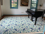 Load image into Gallery viewer, In-situ photo of this All-Over-Floral floorcloth in the music room of it's home in Northern Maine.