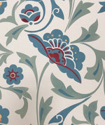 Load image into Gallery viewer, A close up of the main floral element in All-Overr-Floral Floorcloth #6 based on a Christopher Dresser design.