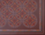 Load image into Gallery viewer, A close up of the corner and interlocking circle motifs for Grace Floorcloth #2.