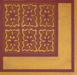Load image into Gallery viewer, A close up of the corner of the Autumn Leaves Floorcloth #2.