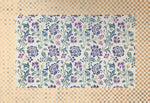 Load image into Gallery viewer, Full view of this small floorcloth with a colorful chintz center and a small checkerboard border.