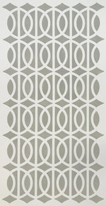 Load image into Gallery viewer, The full image of this simple, elegant floorcloth with its line and circle pattern and linen-like colorway.