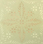 Load image into Gallery viewer, Close up this floorcloth’s center motif based on a pattern found in the Edward Durant House in Newton, MA, c1734.