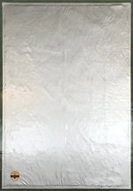 Load image into Gallery viewer, The backside of this floorcloth, showing the waterproof vinyl layer which is attached to the hem, covering a layer of carpet padding.