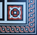Load image into Gallery viewer, A close up of the corner of Eidsvoll 1814 Floorcloth #1.