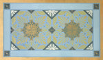 Load image into Gallery viewer, A full image of this floorcloth, based on a Christopher Dresser design with strong deco elements.