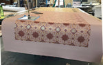 Load image into Gallery viewer, A production image of this floorcloth, Greek Key #3, in process.