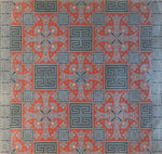 Load image into Gallery viewer, Full image of this floorcloth with an Greek Key design based on a Christopher Dresser pattern.