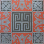 Load image into Gallery viewer, A close up of the Greek Key motif in this floorcloth.