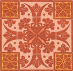Load image into Gallery viewer, A close-up image of the stylized fleur de lis elements of this floorcloth pattern.