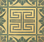 Load image into Gallery viewer, A close up of the greek key motif in this design by Christopher Dresser, gracing Greek Key Floorcloth #4.