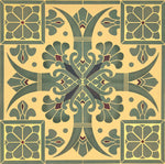 Load image into Gallery viewer, A close up image of the fleur de lis and flower motifs in this design by Christopher Dresser, c. 1875.