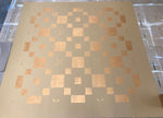 Load image into Gallery viewer, A production image of Greek Key Floorcloth #4 after the application of the first of four stencil passes for the interior.