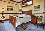 Load image into Gallery viewer, Fully furnished In-situ image of this floorcloth, the design of which is based on a ceiling pattern in the 1889 Robert Graves Co. Wallpaper Catalog.