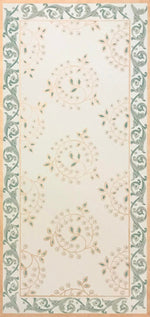 Load image into Gallery viewer, The full image of this floorcloth with the interior pattern based on a wallpaper ceiling pattern from Robert Graves & Co, c1880s and an intertwined scroll border.
