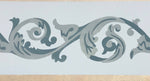 Load image into Gallery viewer, A close up of the border pattern for Graves Circles & Scrolls Floorcloth #3 - a lovely scroll pattern.
