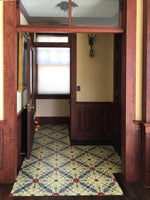 Load image into Gallery viewer, In-situ image of this shaped floorcloth.