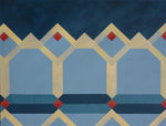 Load image into Gallery viewer, A close up of the border of Honeycomb Floorcloth #2.