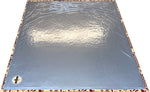 Load image into Gallery viewer, The backside of this floorcloth, which has a layer of carpet padding under a waterproof vinyl fabric, which is adhered to the hem.