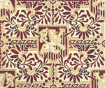 Load image into Gallery viewer, A close up of the pattern for this floorcloth featuring a lion in shield with floral and Greek Key elements.