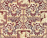 Load image into Gallery viewer, A close up of the pattern for this floorcloth featuring a lion in shield with floral and Greek Key elements.