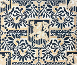Load image into Gallery viewer, A close up of the pattern for this floorcloth featuring a lion in shield with floral and Greek Key elements.