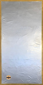 Load image into Gallery viewer, This image shows the backside of this floorcloth. Our floorcloths have a two inch hem with mitred corners, a layer of carpet padding and then a final layer of waterproof vinyl. This backing provides cushion to ease leg stress and prevents spills that seep underneath the floorcloth from causing damage.