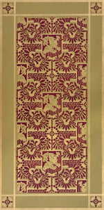 Load image into Gallery viewer, This is a full image of this floorcloth, based on a wallpaper pattern, c.1886, from the A.W.P.M.A. (American Wallpaper Manufacturer’s Association). This floorcloth deploys the original wallpaper palette.