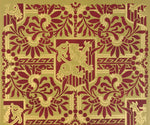 Load image into Gallery viewer, A close up of the pattern for this floorcloth featuring a lion in shield with floral and Greek Key elements.