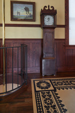 Load image into Gallery viewer, In-situ image of this floorcloth based on a pattern from Christopher Dresser's "Studies in Design" c. 1875. Photo by Sally Painter.