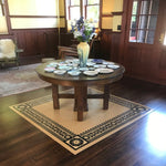 Load image into Gallery viewer, In-situ image of this floorcloth based on a pattern from Christopher Dresser's "Studies in Design" c. 1875. Photo by Sally Painter.