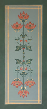 Load image into Gallery viewer, The full image of this floorcloth based on Christopher Dresser's Poppy design.
