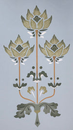 Load image into Gallery viewer, Close up of floral motif - Poppy Floorcloth #3.