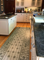 Load image into Gallery viewer, In-situ image of this floorcloth runner based on a Dresser design.