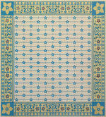 Load image into Gallery viewer, The full image of this square floorcloth based on a Christopher Dresser pattern from his book "Studies in Design", c. 1875.