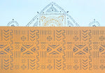 Load image into Gallery viewer, A close up of the border pattern - Mudcloth Floorcloth #1.