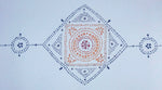 Load image into Gallery viewer, A close up of the center medallions - Mudcloth Floorcloth #1.