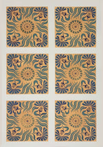 Load image into Gallery viewer, The full image of this floorcloth with six arts and crafts "tiles".